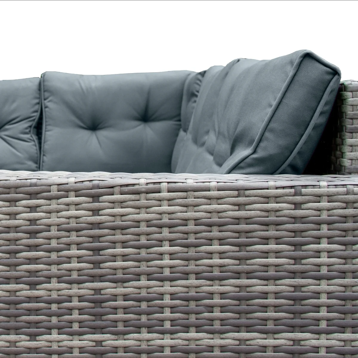 Salon de Jardin 9 personnes & Coffre de Rangement en Rotin – Gris Jardi