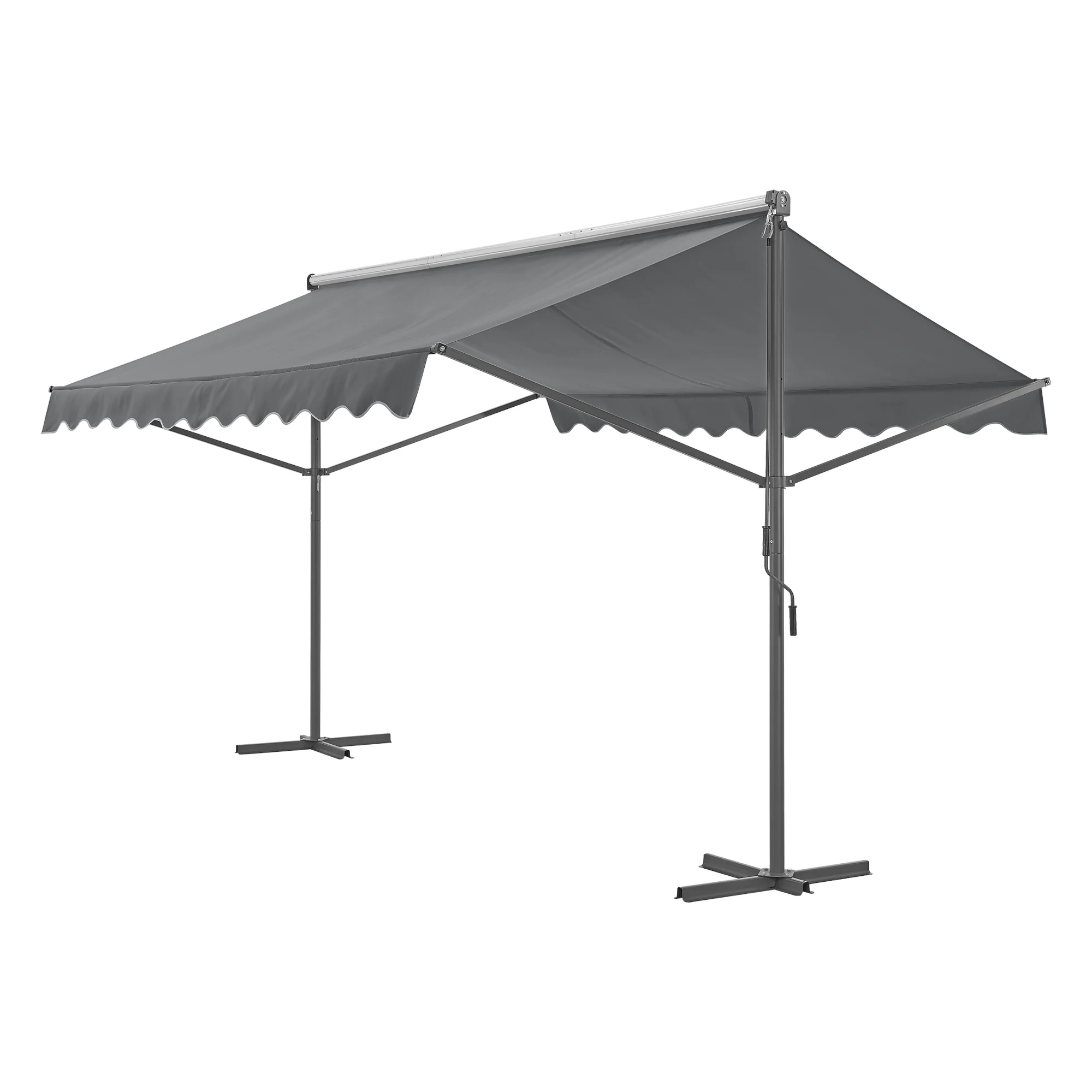 Store banne autoportant à double pente 400 x 300 x 260 cm gris foncé 03_0008294