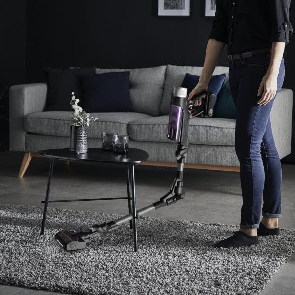 Rowenta X-Force Flex 9.60 Allergie Aspirateur balai sans fil, Filtration Anti-Allergènes, Puissant 100AW, Ultra Léger, Autonomie 45min RH2038WO, Noir / Violet