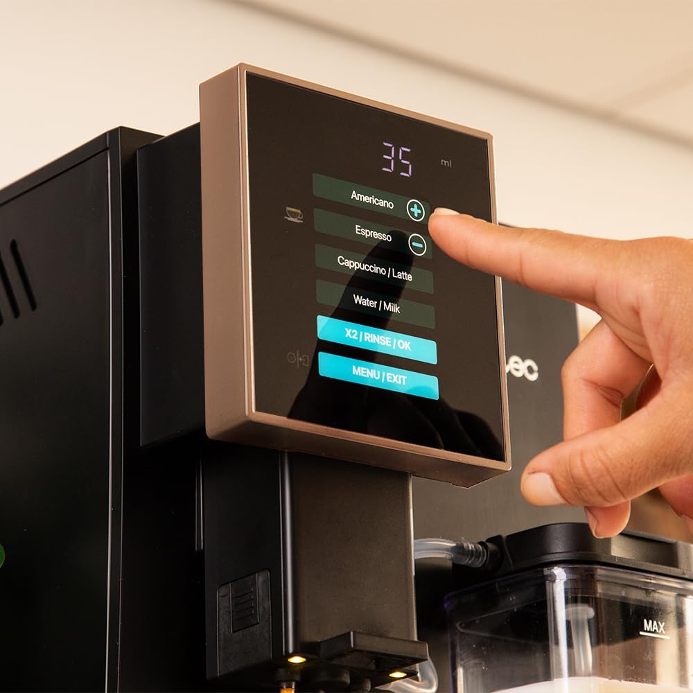 Cecotec Machine à Café Superautomatique Cremmaet Compactccino Black Rose, 19 bars, Réservoir à lait, Système Thermoblock, 5 niveaux de mouture, Réservoir à café 150g