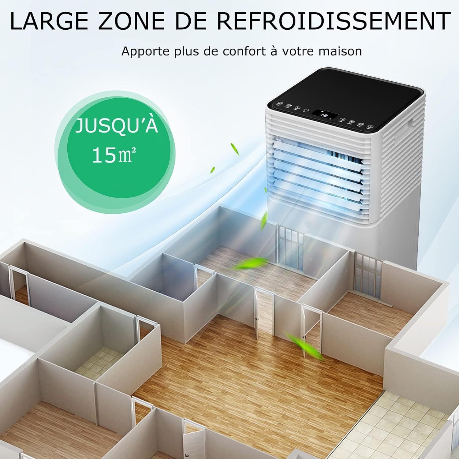 GOPLUS Climatiseur Mobile 9000BTU 2,6kW, Climatiseur 4 en 1 Fonction de Refroidissement, Déshumidification, Ventilation, Mode Nuit, Minuterie 24H, Contrôle Télécommande/Écran, 20㎡, Noir, R290