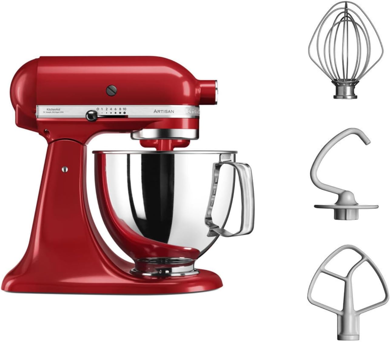 KitchenAid Robot Pâtissier I Artisan I Robot cuisine multifonctions à tête inclinable I Avec 4 accessoires I Bol de 4,8L | Crème