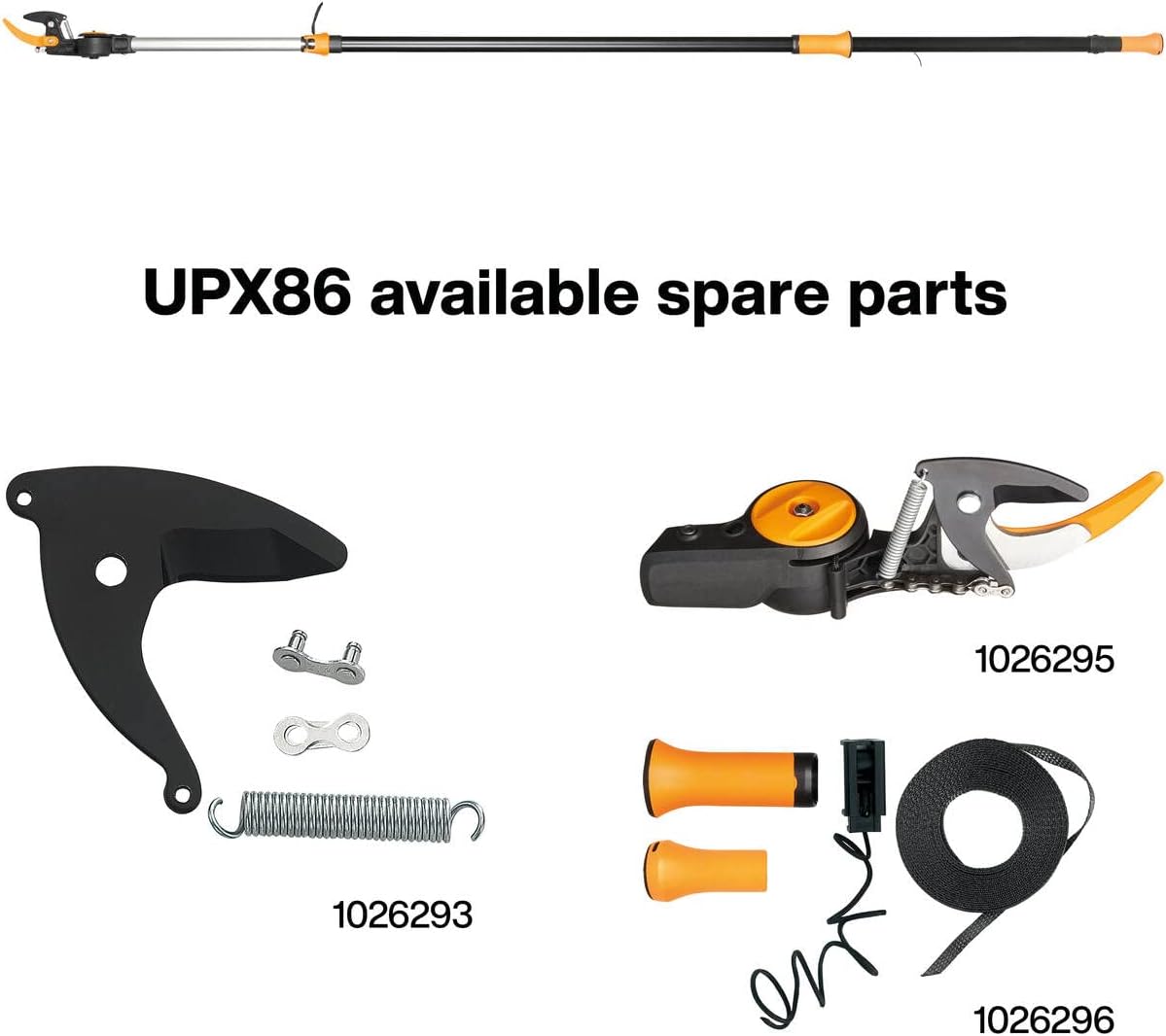 Fiskars Coupe-Branches Multifonctions Télescopique, pour Bois vert et Rameaux, Revêtement antiadhésif, Lame en acier/manche en aluminium, longueur 2,4 - 4 m, noir/orange, UPX86, 1023624