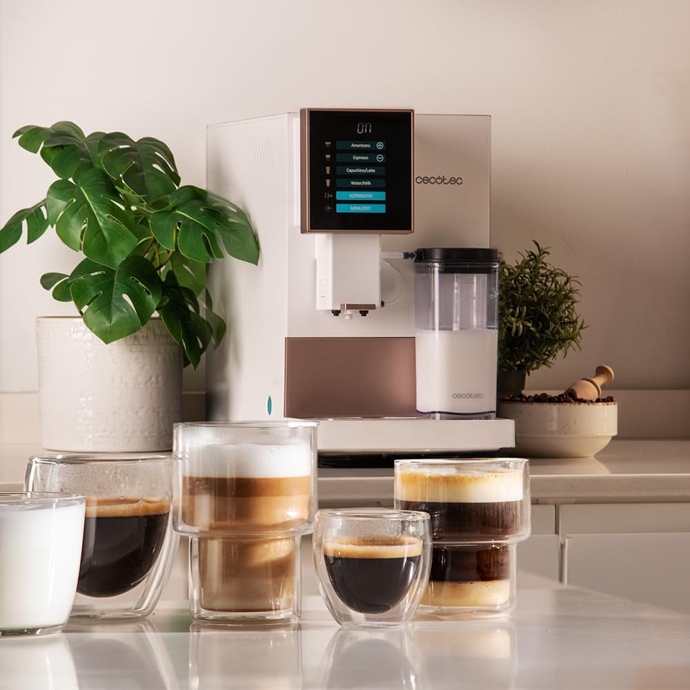 Cecotec Machine à Café Superautomatique Cremmaet Compactccino Black Rose, 19 bars, Réservoir à lait, Système Thermoblock, 5 niveaux de mouture, Réservoir à café 150g