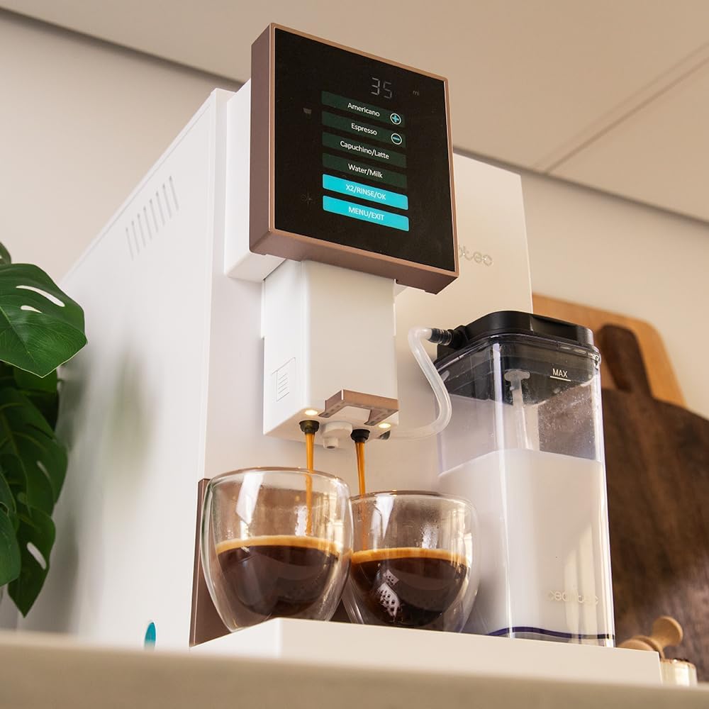 Cecotec Machine à Café Superautomatique Cremmaet Compactccino Black Rose, 19 bars, Réservoir à lait, Système Thermoblock, 5 niveaux de mouture, Réservoir à café 150g