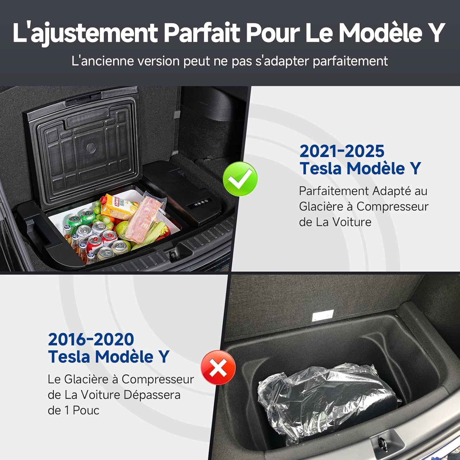 AAOBOSI 46 L Glaciere a Compression, Glaciere Electrique Double Zone, 12 V/24 V et 100-240 V Frigo Camping, -20 ℃ à 20 ℃, pour Voiture, Camion, Bateau, Camping-Car