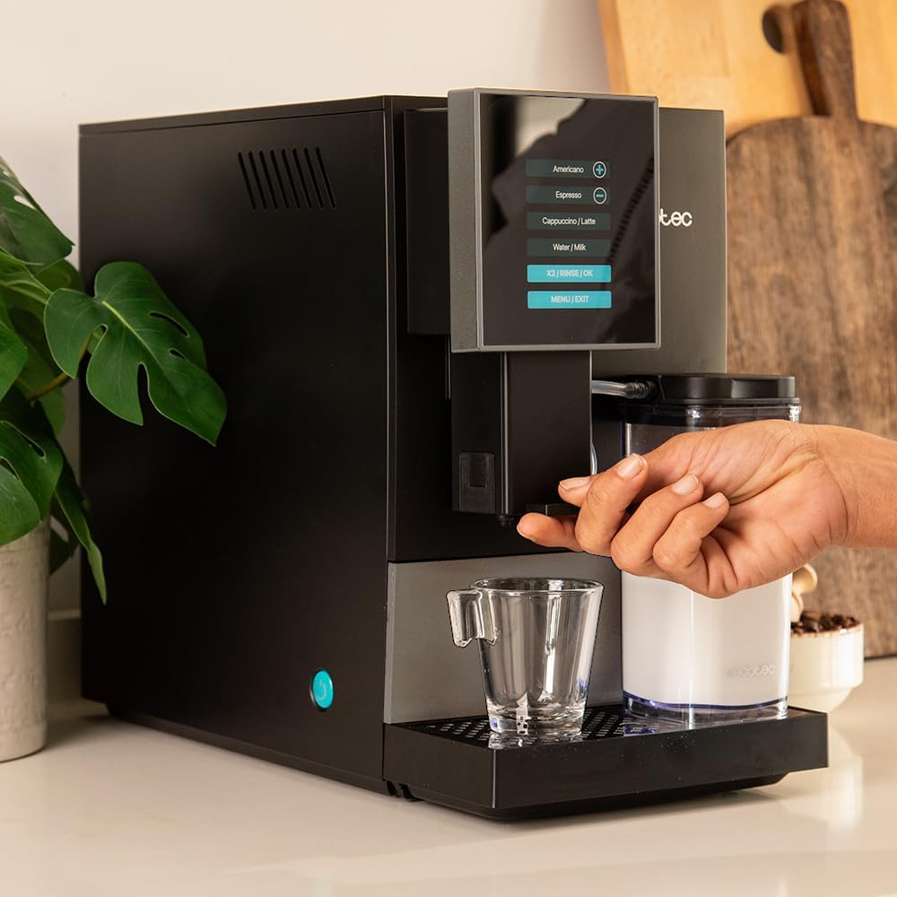 Cecotec Machine à Café Superautomatique Cremmaet Compactccino Black Rose, 19 bars, Réservoir à lait, Système Thermoblock, 5 niveaux de mouture, Réservoir à café 150g