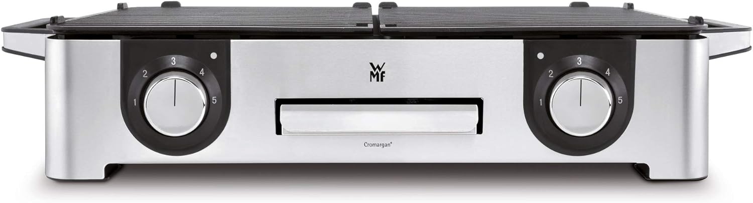 WMF Master-Grill électrique, 2400W, Grande surface 28x50cm, Revêtement antiadhésif, Plaques amovibles compatibles lave-vaisselle, Inox 18/10 Cromargan, Lono 0415280011