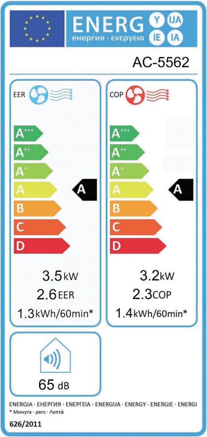 Climatiseur mobile Tristar AC-5560, 10 000 BTU et 2,9kw, fonctions refroidissement, déshumidification, ventilation et chauffage
