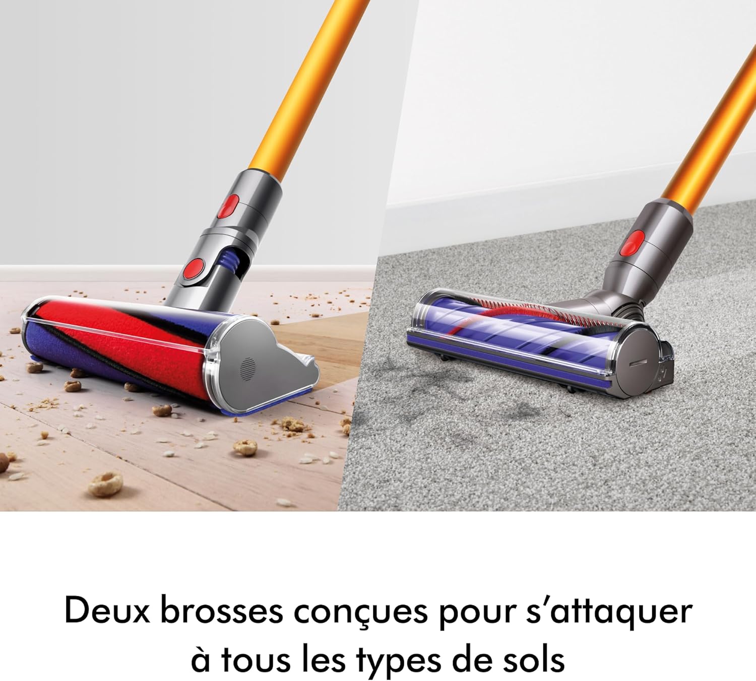 Dyson V8 Advanced™ Aspirateur Balai sans Fil – 130 AW, 40 Min d’autonomie, Brosse Motorbar Auto-démêlante, Accessoires combinés, Station Murale, Argent/Nickel