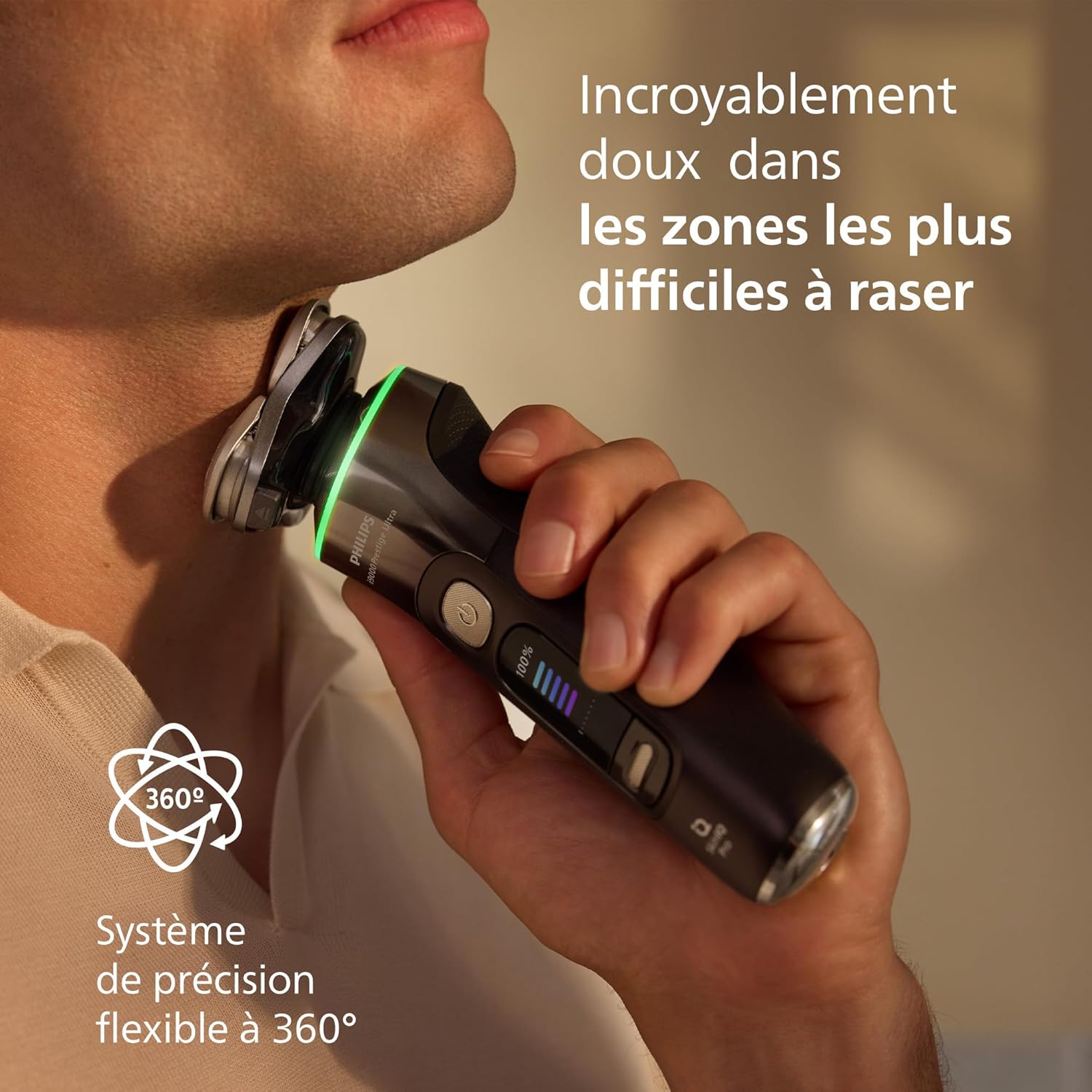 Philips Rasoir i9000 Prestige Ultra, Rasoir électrique 100% étanche, Technologie Skin IQ Pro, Système Triple Lift & Cut, Lames de précision NanoTech rotatives 360°, 5 modes de rasage, XP9401/38