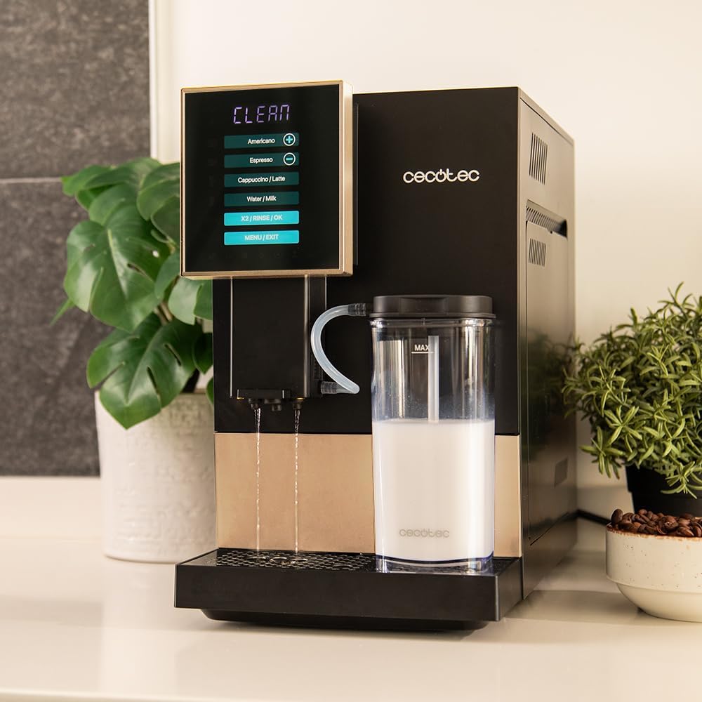 Cecotec Machine à Café Superautomatique Cremmaet Compactccino Black Rose, 19 bars, Réservoir à lait, Système Thermoblock, 5 niveaux de mouture, Réservoir à café 150g