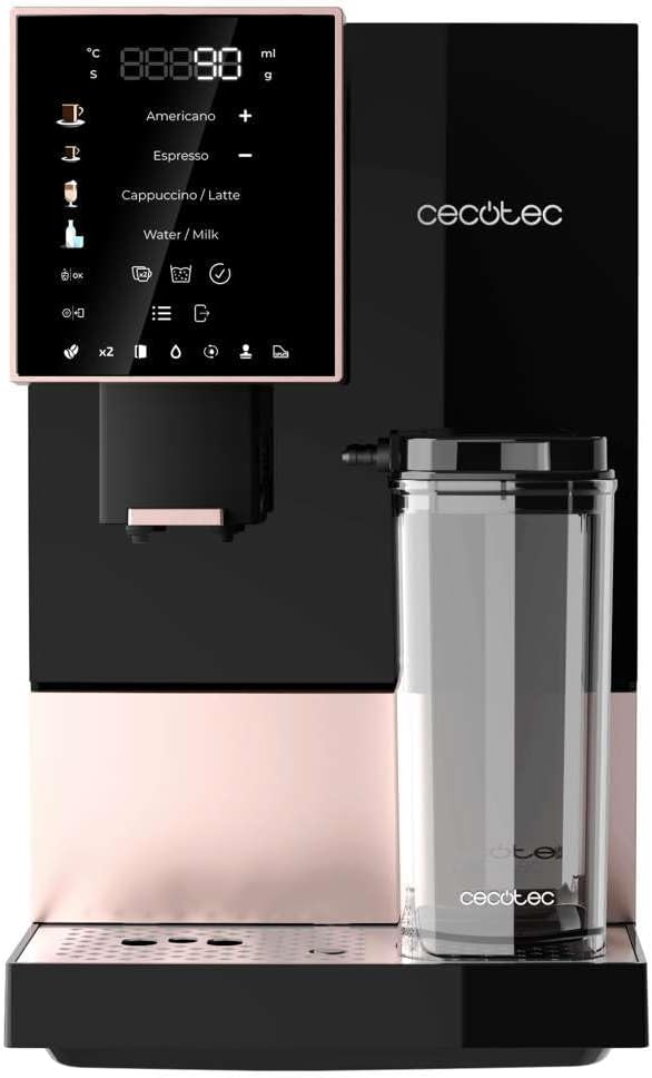 Cecotec Machine à Café Superautomatique Cremmaet Compactccino Black Rose, 19 bars, Réservoir à lait, Système Thermoblock, 5 niveaux de mouture, Réservoir à café 150g