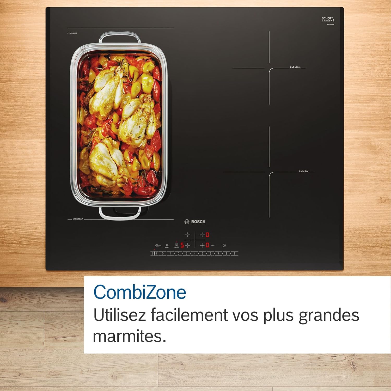 Bosch PUJ611BB5E, Série 4, Plaque induction, 3 feux, 60 cm, Noir, Sans cadre