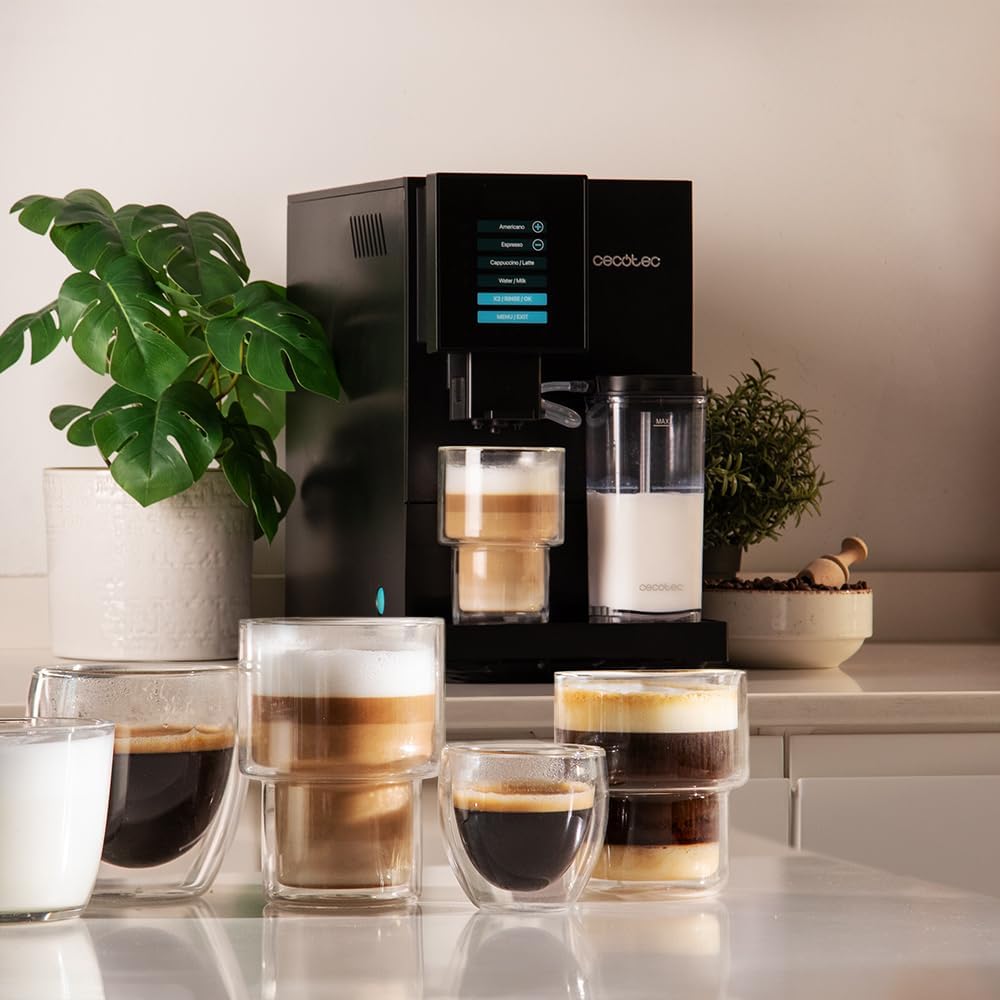 Cecotec Machine à Café Superautomatique Cremmaet Compactccino Black Rose, 19 bars, Réservoir à lait, Système Thermoblock, 5 niveaux de mouture, Réservoir à café 150g