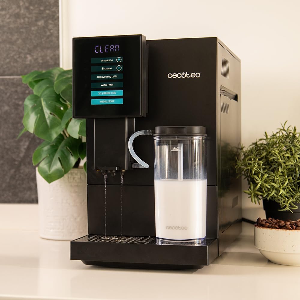 Cecotec Machine à Café Superautomatique Cremmaet Compactccino Black Rose, 19 bars, Réservoir à lait, Système Thermoblock, 5 niveaux de mouture, Réservoir à café 150g