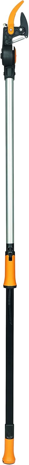 Fiskars Coupe-Branches Multifonctions Télescopique, pour Bois vert et Rameaux, Revêtement antiadhésif, Lame en acier/manche en aluminium, longueur 2,4 - 4 m, noir/orange, UPX86, 1023624