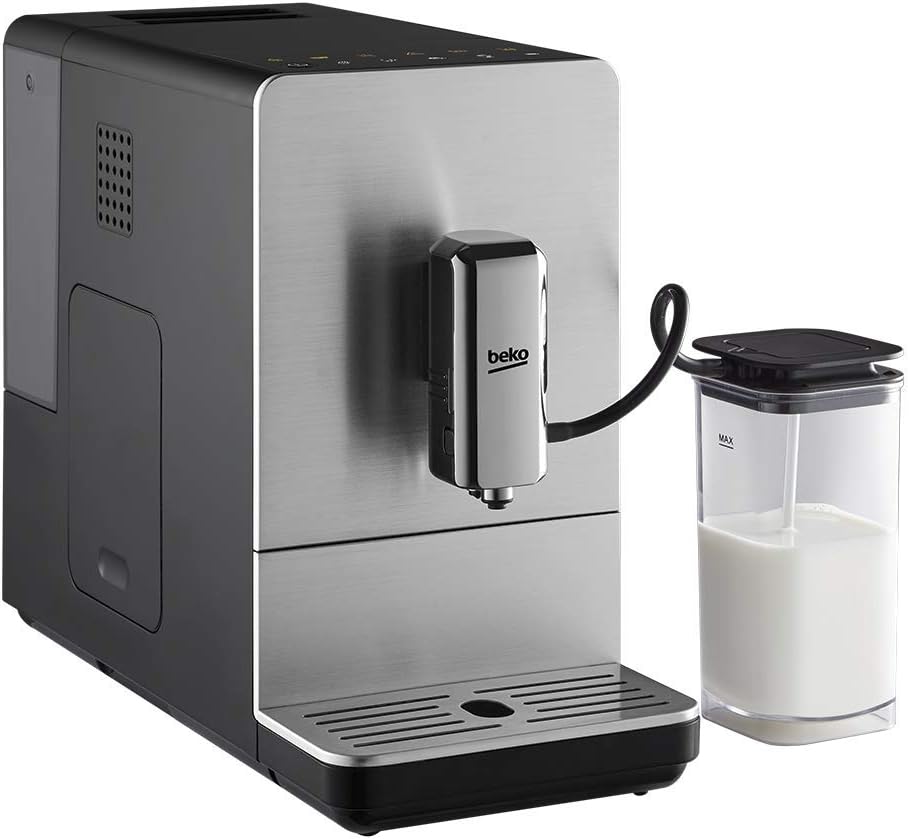 BEKO, Machine à café, expresso automatique, 1350 W / 19 bars, Capacité café : 125 g, Capacité eau : 1,4L, Système autonettoyant, 5 niveaux de broyage, Arrêt automatique, Façade Inox Brossé