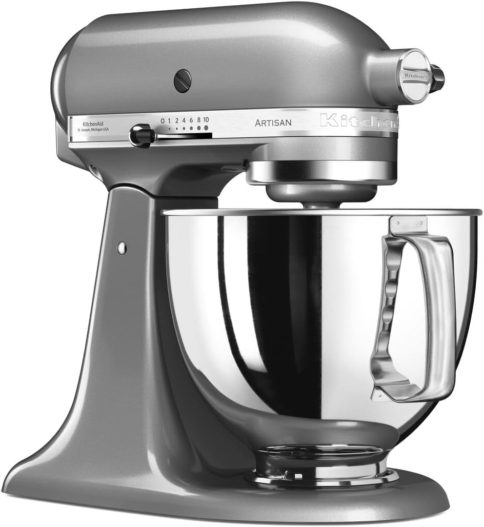 KitchenAid Robot Pâtissier I Artisan I Robot cuisine multifonctions à tête inclinable I Avec 4 accessoires I Bol de 4,8L | Crème