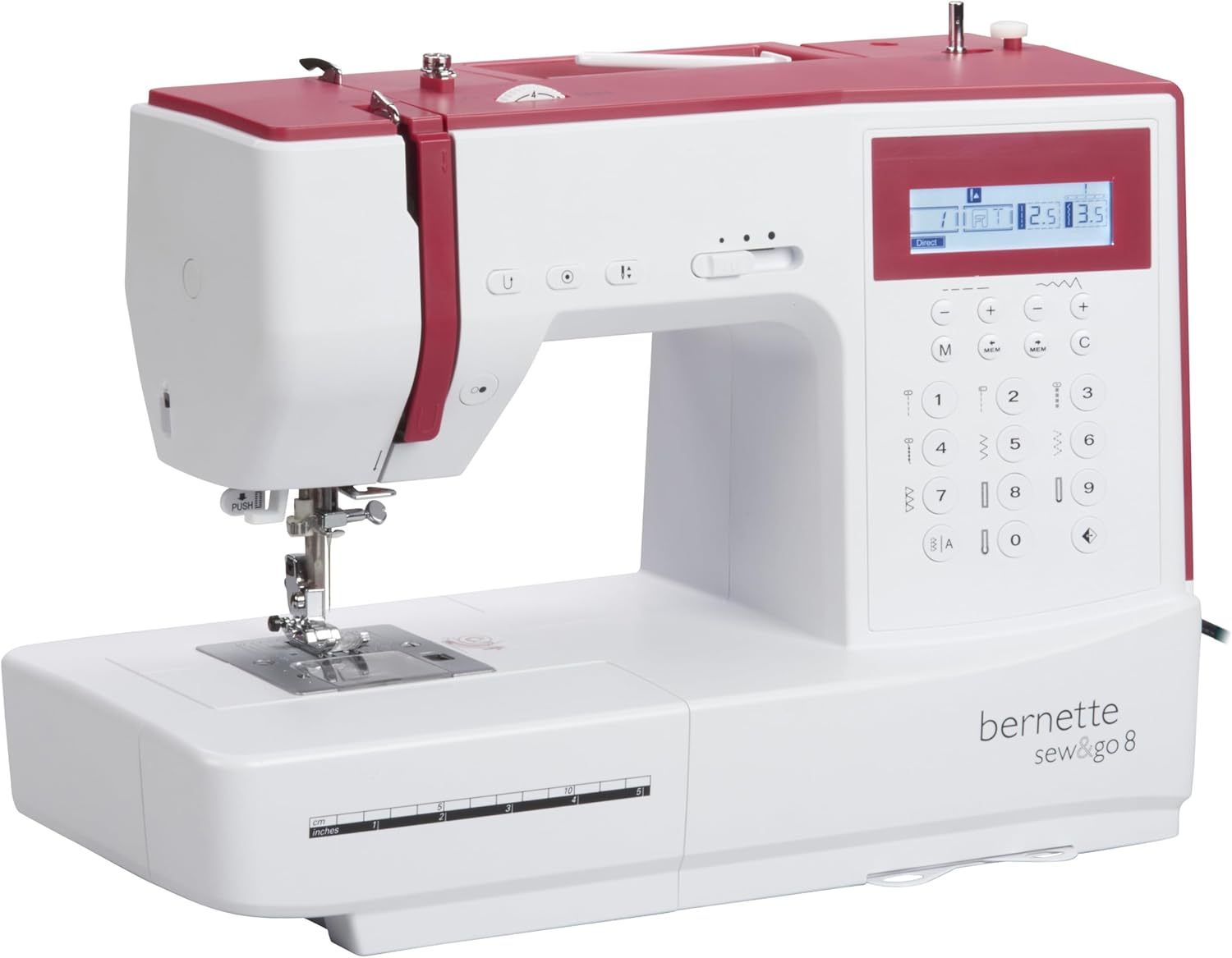 Bernette Sew&GO8 Machine à coudre ordinateur avec 197 programmes de couture, bras libre, écran multifonction, couture, patchwork, matelassage, White