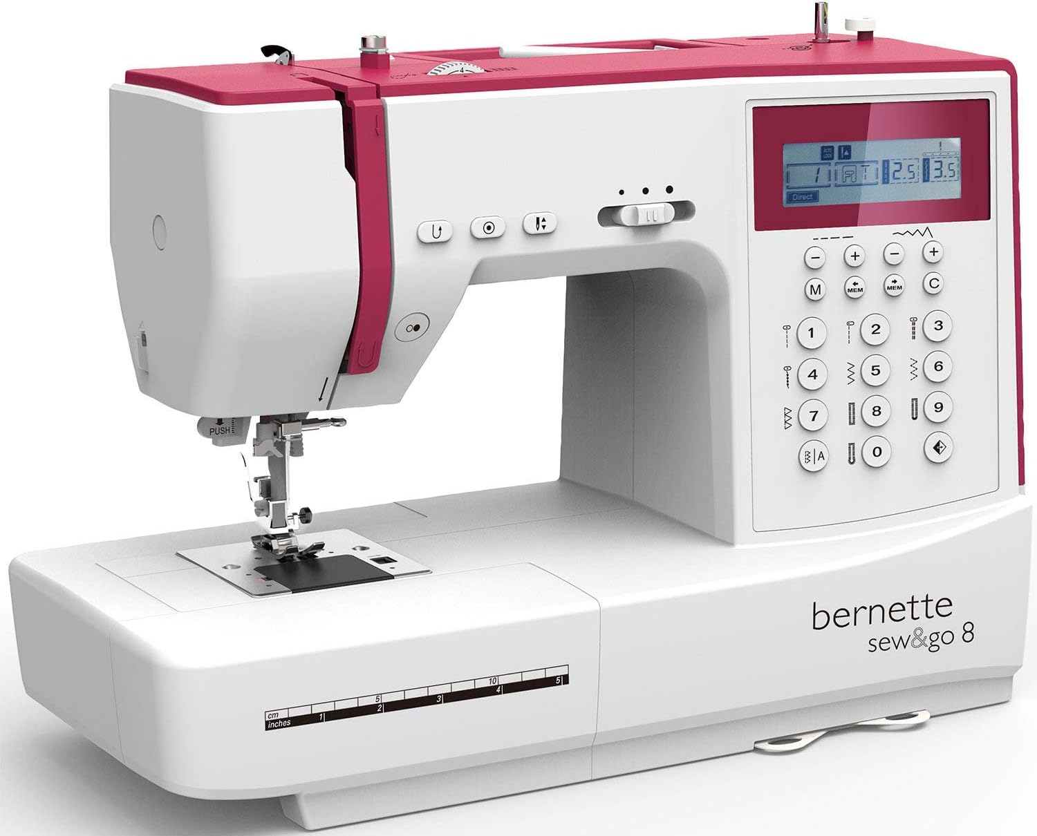 Bernette Sew&GO8 Machine à coudre ordinateur avec 197 programmes de couture, bras libre, écran multifonction, couture, patchwork, matelassage, White