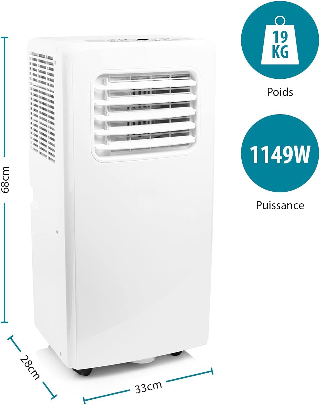 Climatiseur mobile Tristar AC-5560, 10 000 BTU et 2,9kw, fonctions refroidissement, déshumidification, ventilation et chauffage