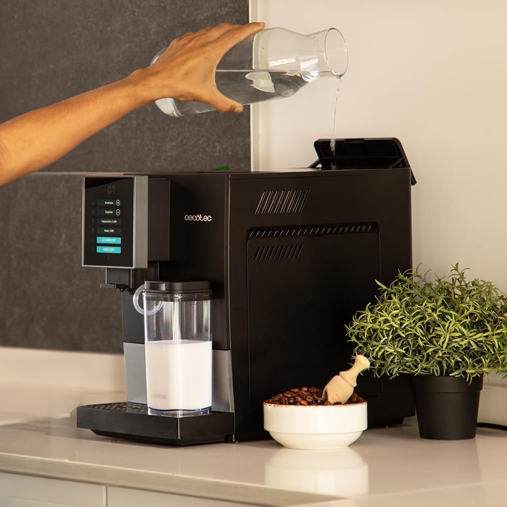 Cecotec Machine à Café Superautomatique Cremmaet Compactccino Black Rose, 19 bars, Réservoir à lait, Système Thermoblock, 5 niveaux de mouture, Réservoir à café 150g