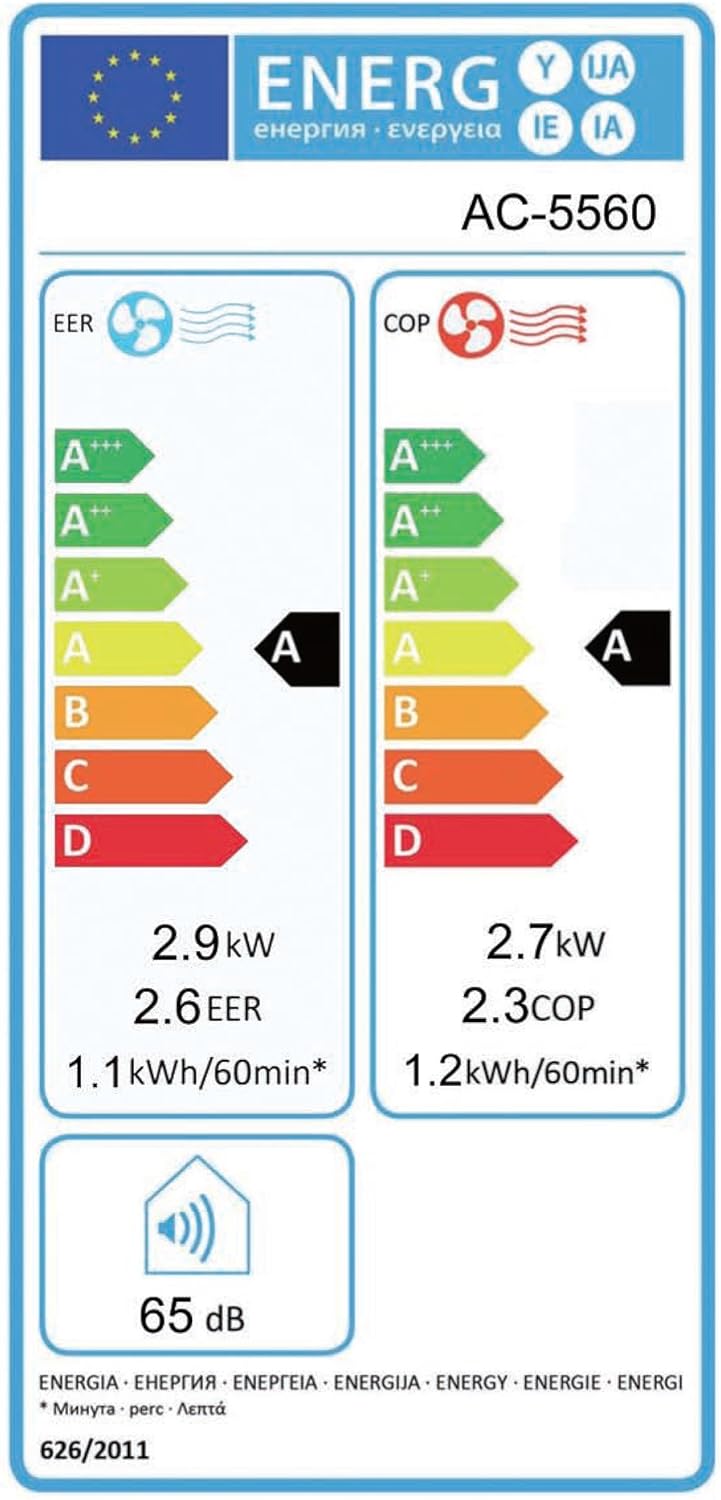 Climatiseur mobile Tristar AC-5560, 10 000 BTU et 2,9kw, fonctions refroidissement, déshumidification, ventilation et chauffage