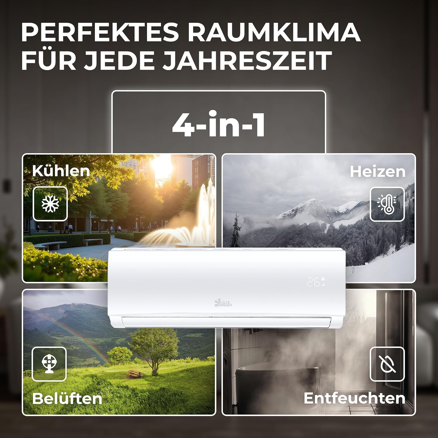 Kältebringer Climatiseur Split - 18000 BTU (5,1 kW) - Avec fonction chauffage, WiFi et App - très silencieux & économe en énergie - kit complet, 5m conduite de frigorigène, R32, matériel de montage