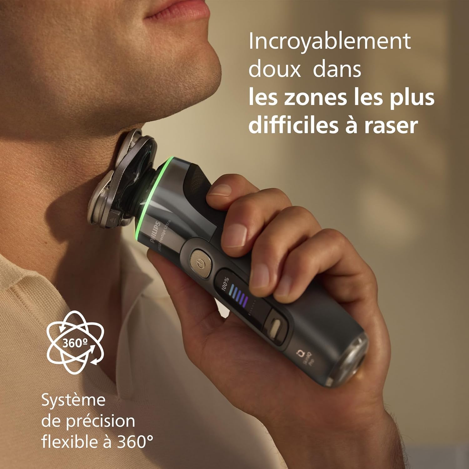 Philips Rasoir i9000 Prestige Ultra, Rasoir électrique 100% étanche, Technologie Skin IQ Pro, Système Triple Lift & Cut, Lames de précision NanoTech rotatives 360°, 5 modes de rasage, XP9401/38