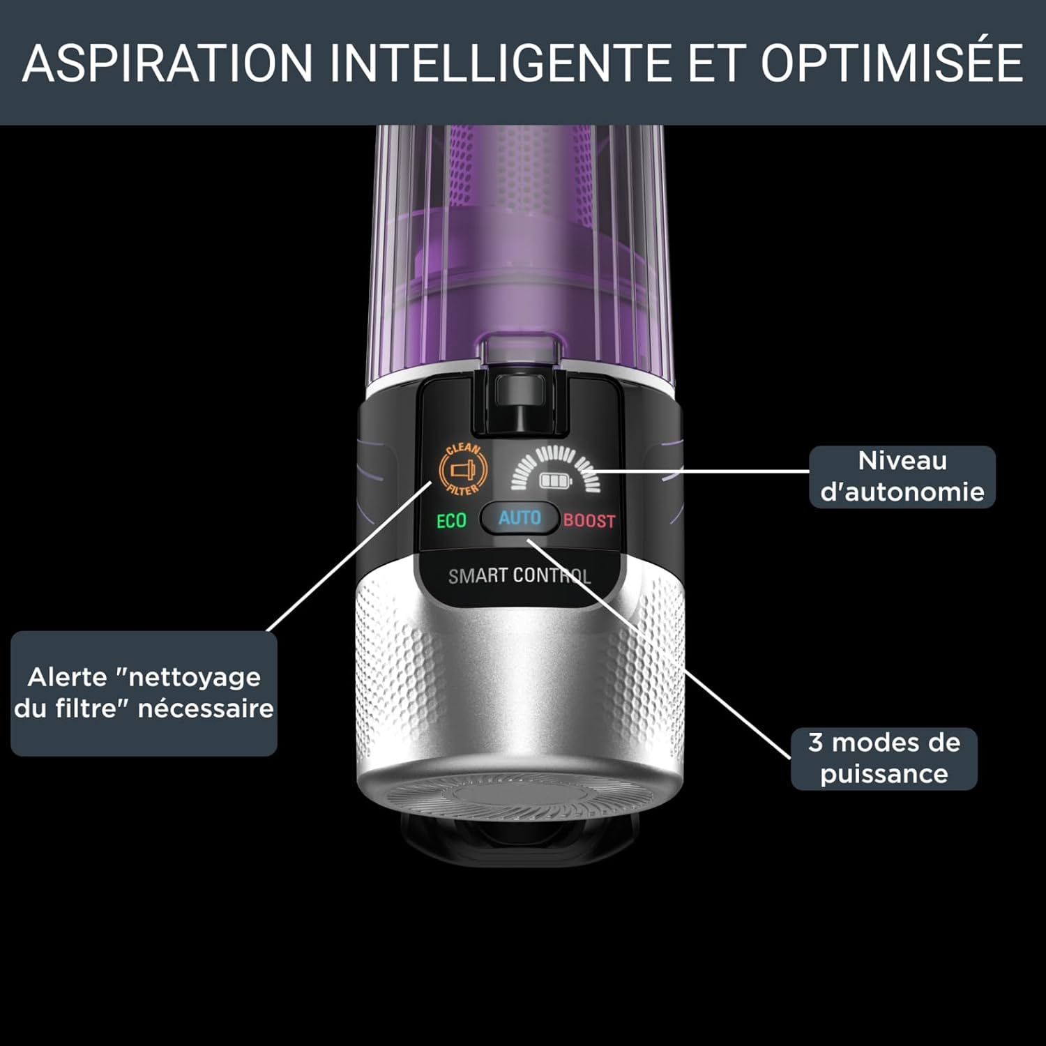 Rowenta X-Force Flex 9.60 Allergie Aspirateur balai sans fil, Filtration Anti-Allergènes, Puissant 100AW, Ultra Léger, Autonomie 45min RH2038WO, Noir / Violet