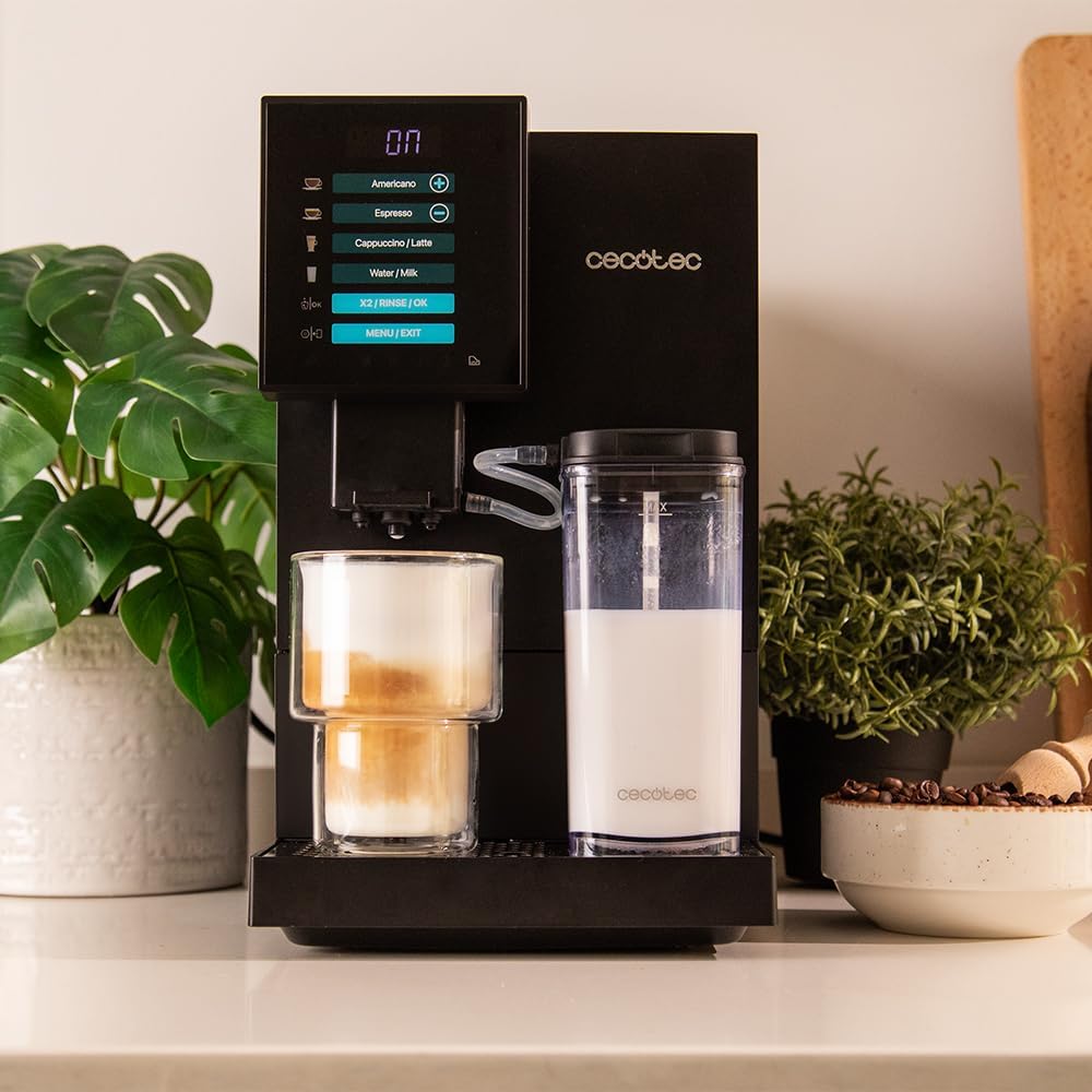 Cecotec Machine à Café Superautomatique Cremmaet Compactccino Black Rose, 19 bars, Réservoir à lait, Système Thermoblock, 5 niveaux de mouture, Réservoir à café 150g