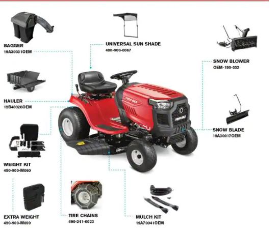 Poney 42 dans. 15.5 HP Briggs and Stratton 7 vitesses, conduite manuelle, conduite de gaz, tracteur à gazon