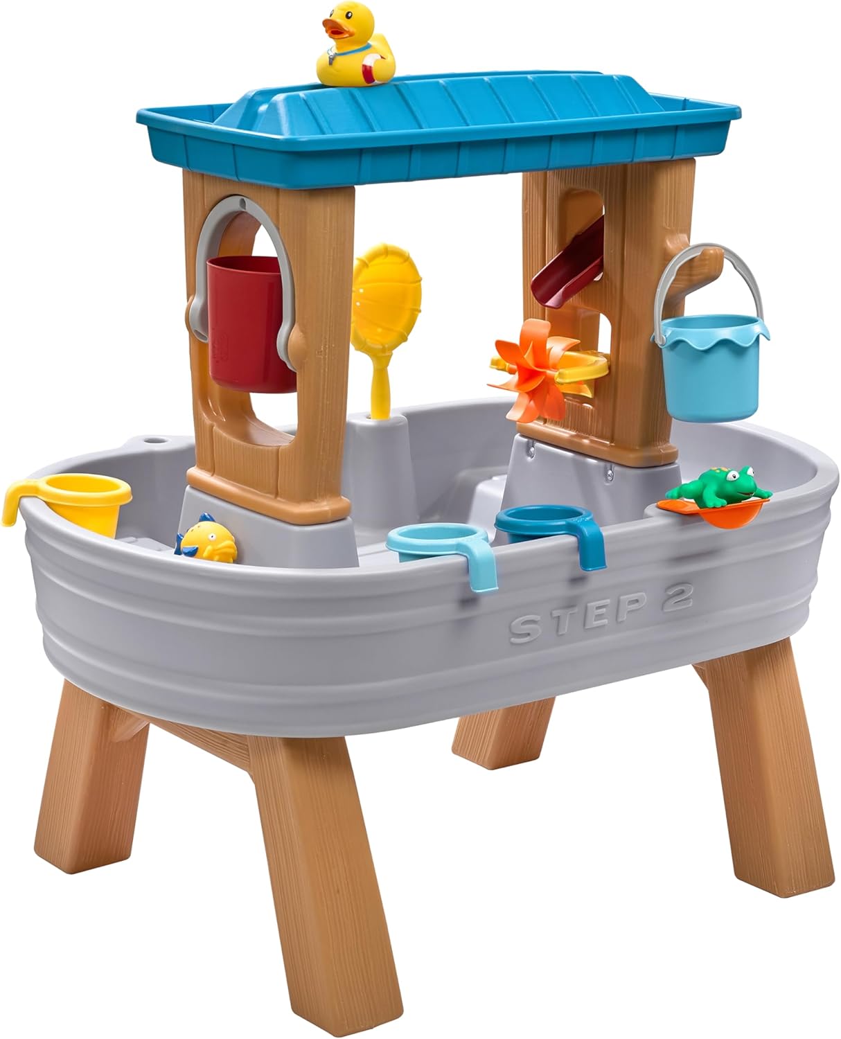 Step2 Rain Shower Splash Table d'eau avec 13 Accessoires - Bleu & Vert | Table Jeux d'eau | Table d’activité pour Le Jardin, Table Activité Eau | Table d'eau Extérieur