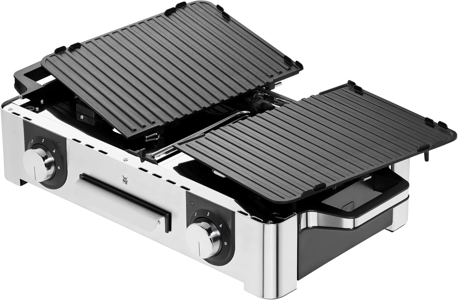 WMF Master-Grill électrique, 2400W, Grande surface 28x50cm, Revêtement antiadhésif, Plaques amovibles compatibles lave-vaisselle, Inox 18/10 Cromargan, Lono 0415280011