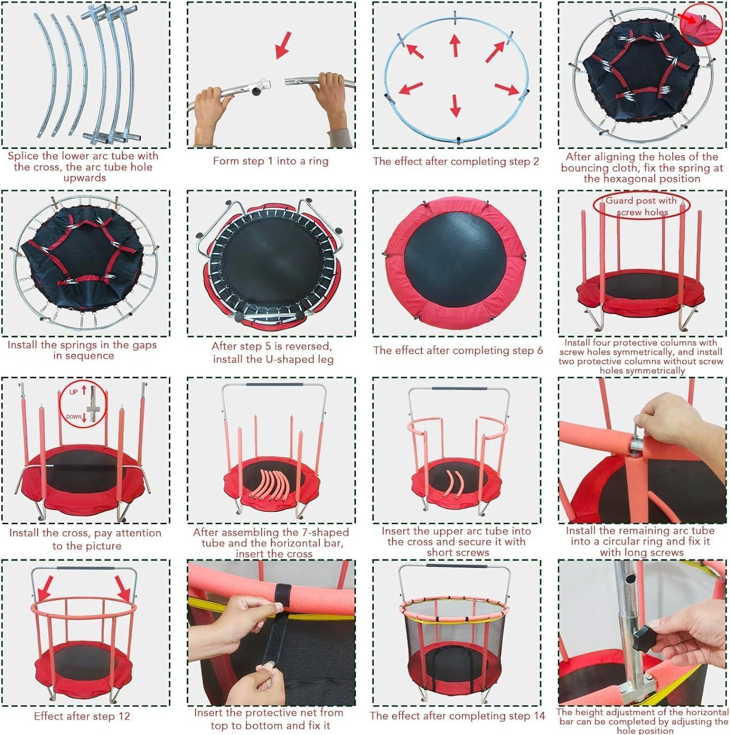 Trampoline pour Enfants, Trampoline réglable pour bébé avec Panier de Basket-Ball, Trampoline intérieur et extérieur de 200 kg avec enclos