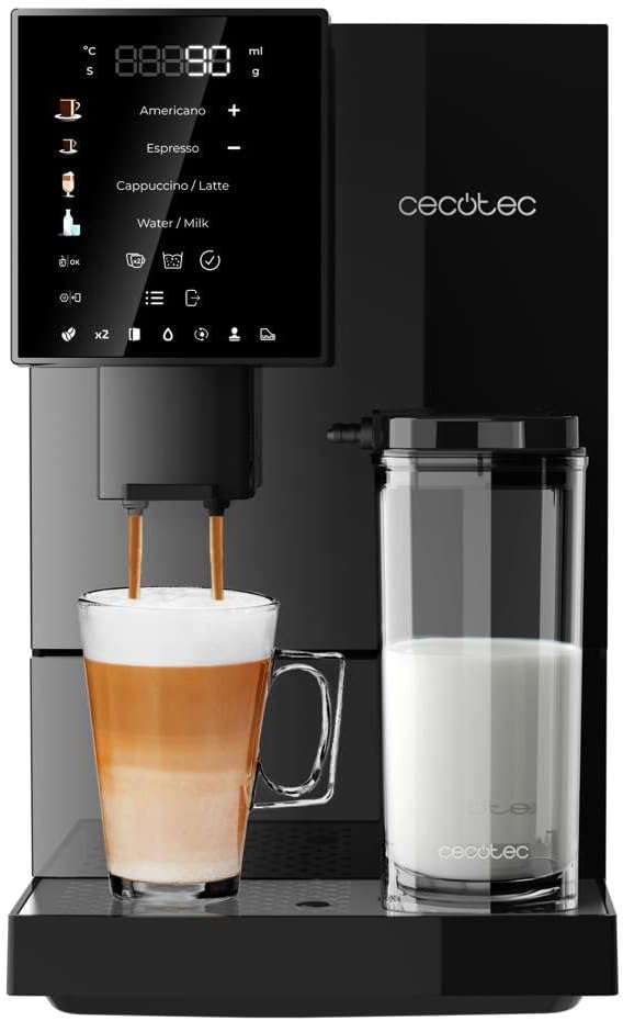 Cecotec Machine à Café Superautomatique Cremmaet Compactccino Black Rose, 19 bars, Réservoir à lait, Système Thermoblock, 5 niveaux de mouture, Réservoir à café 150g