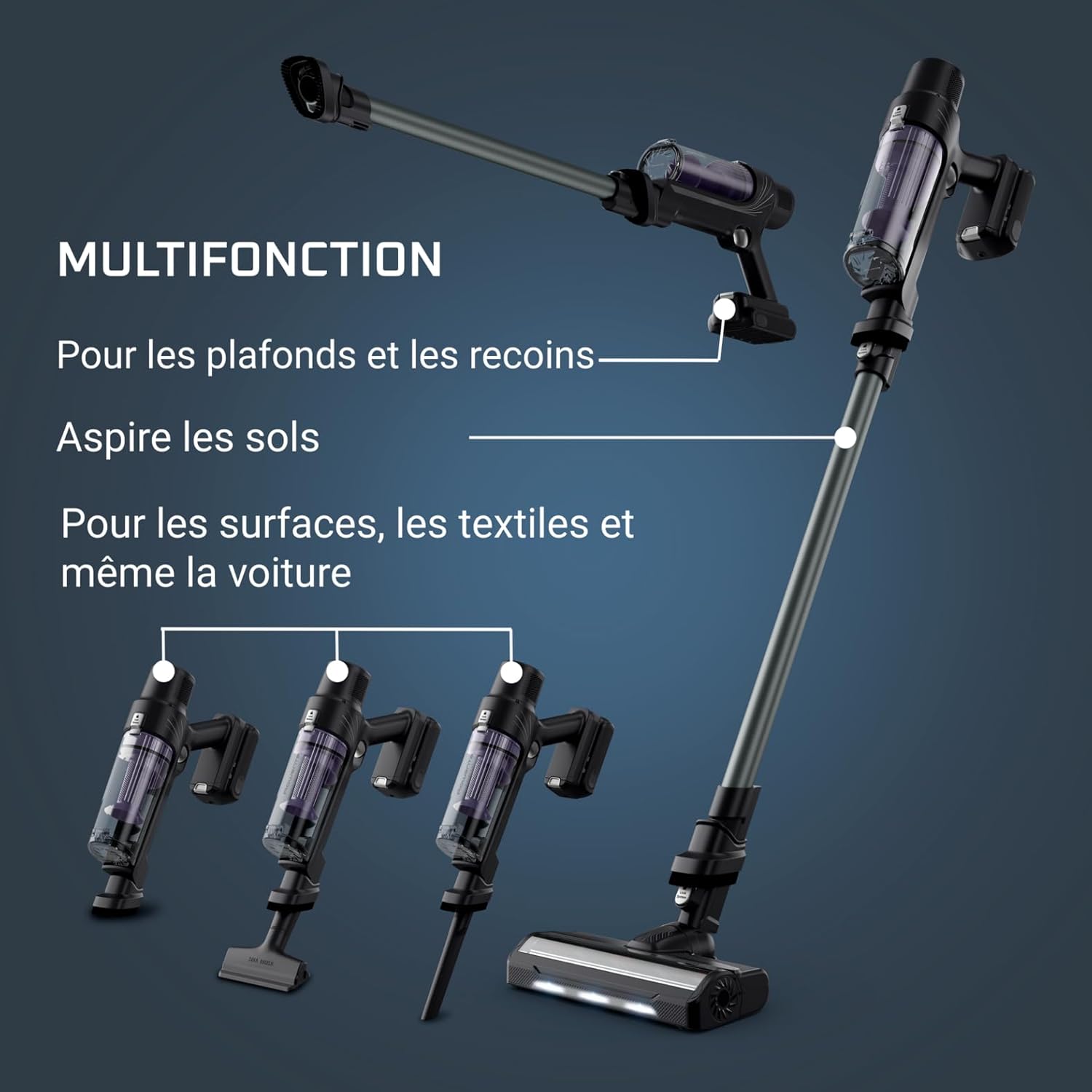 Rowenta X-Pert 7.60 Aspirateur Balai sans fil, Ultra Léger, Puissant 140W, Polyvalent, Autonomie 45min, Efficace tous Types de Sols RH6A33WO, Noir