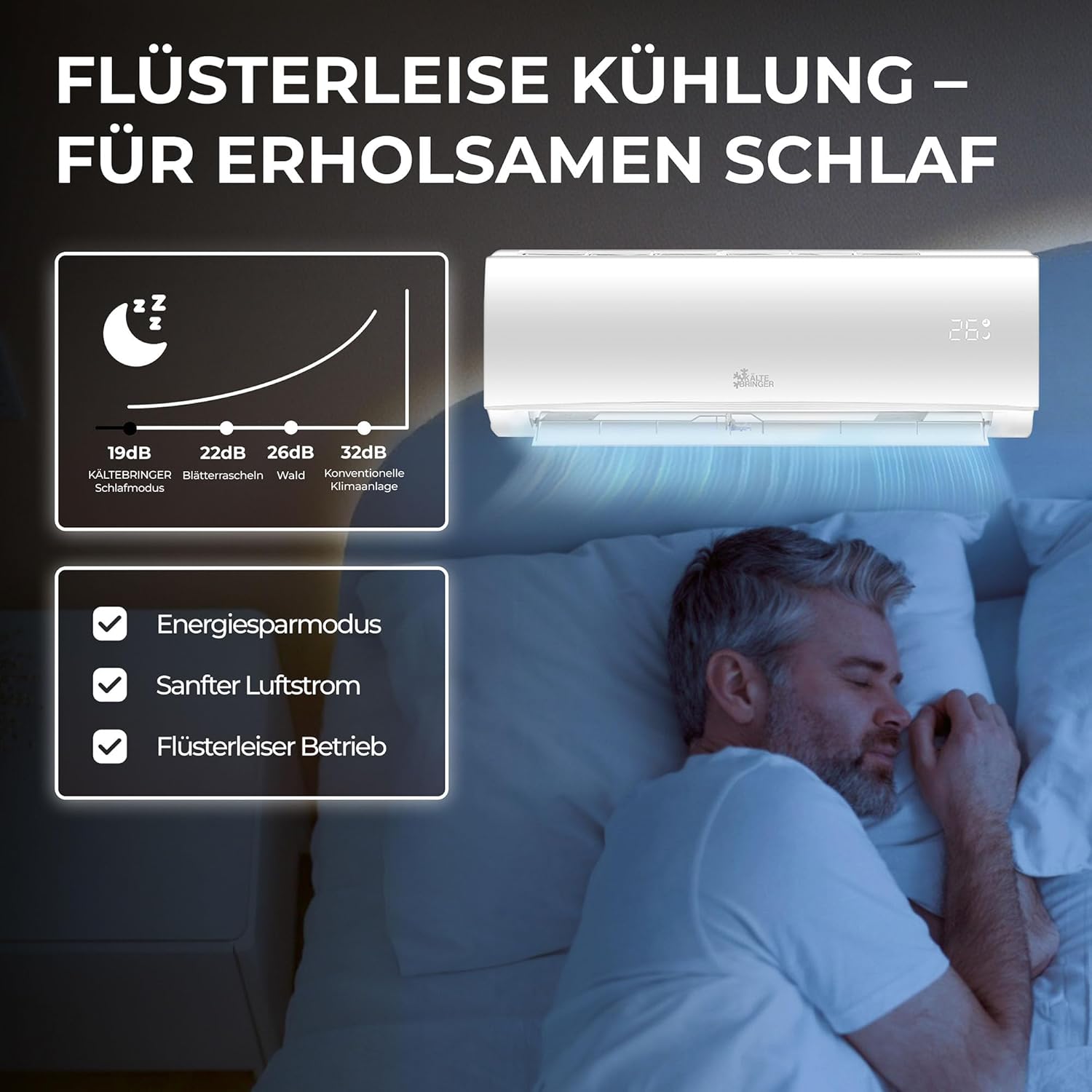 Kältebringer Climatiseur Split - 18000 BTU (5,1 kW) - Avec fonction chauffage, WiFi et App - très silencieux & économe en énergie - kit complet, 5m conduite de frigorigène, R32, matériel de montage