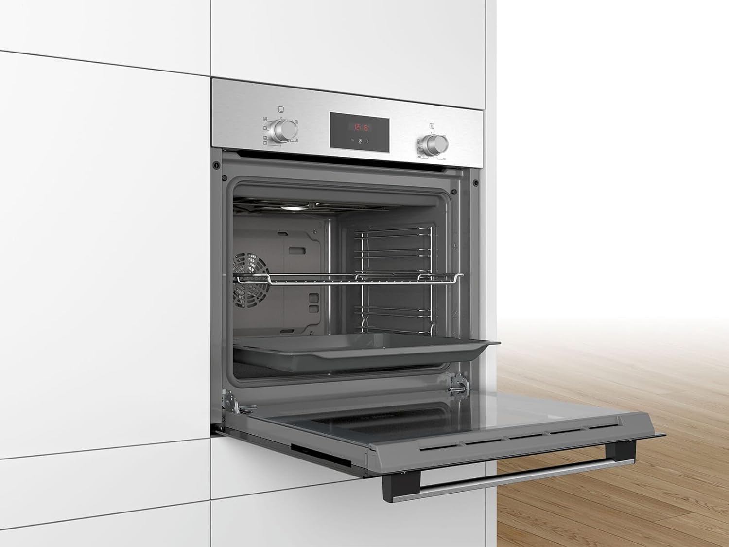Bosch HBF133BR0 Série 2 - Four encastrable - 60 x 60 cm - Accessoire de nettoyage EcoClean Direct - Cuisson Air chaud 3D sur 3 niveaux en même temps - Écran LED - Chauffage rapide - Sécurité enfant