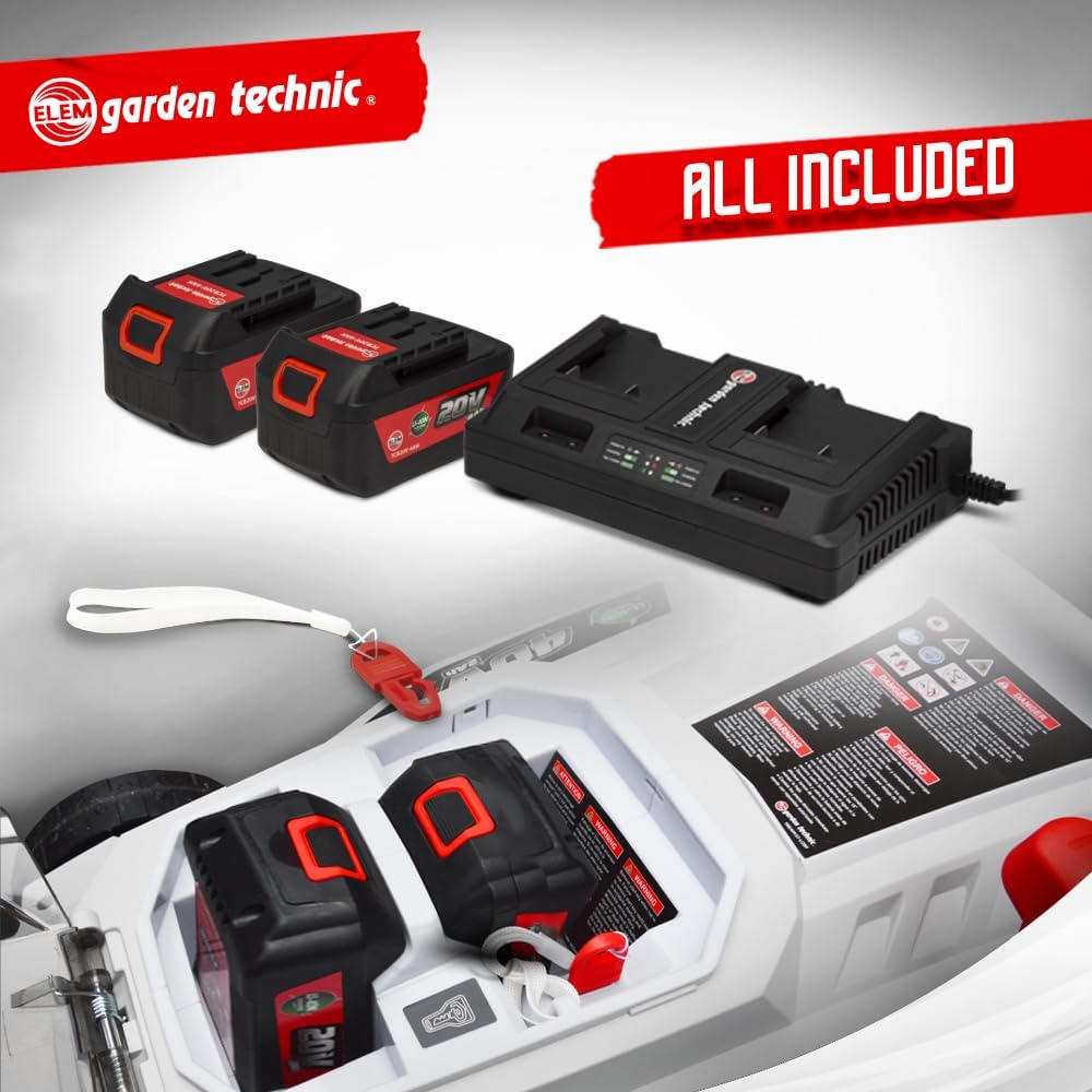 Tondeuse rechargeable 40V (2x20V) 37cm - Batteries et chargeur fournis - Elem Garden