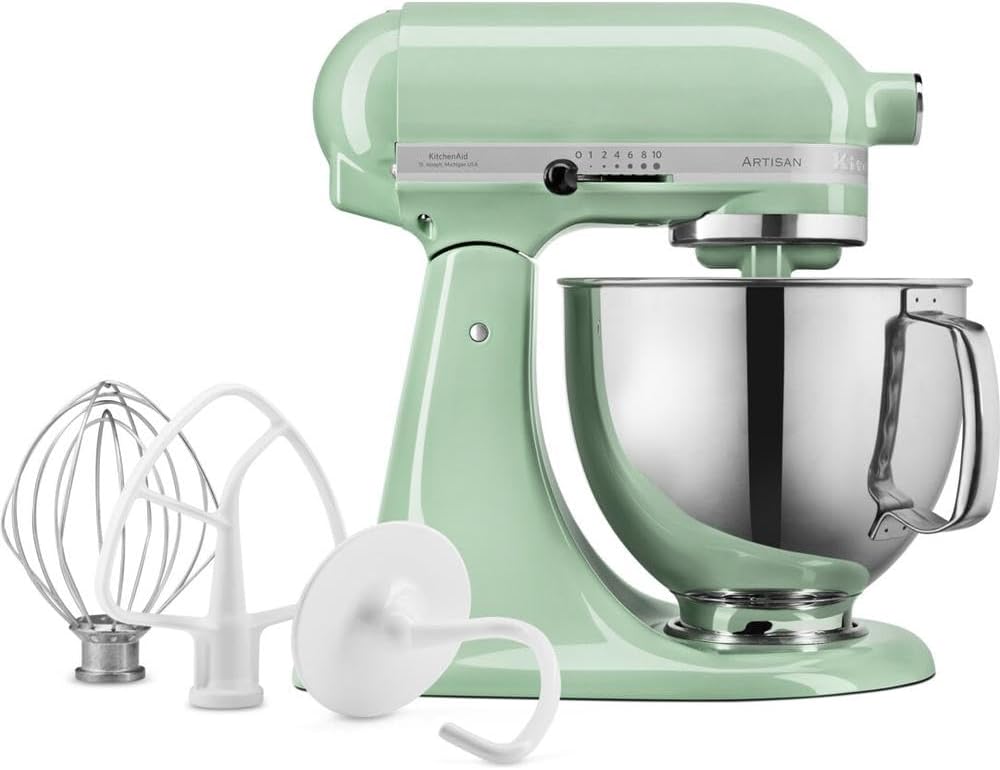 KitchenAid Robot Pâtissier I Artisan I Robot cuisine multifonctions à tête inclinable I Avec 4 accessoires I Bol de 4,8L | Crème