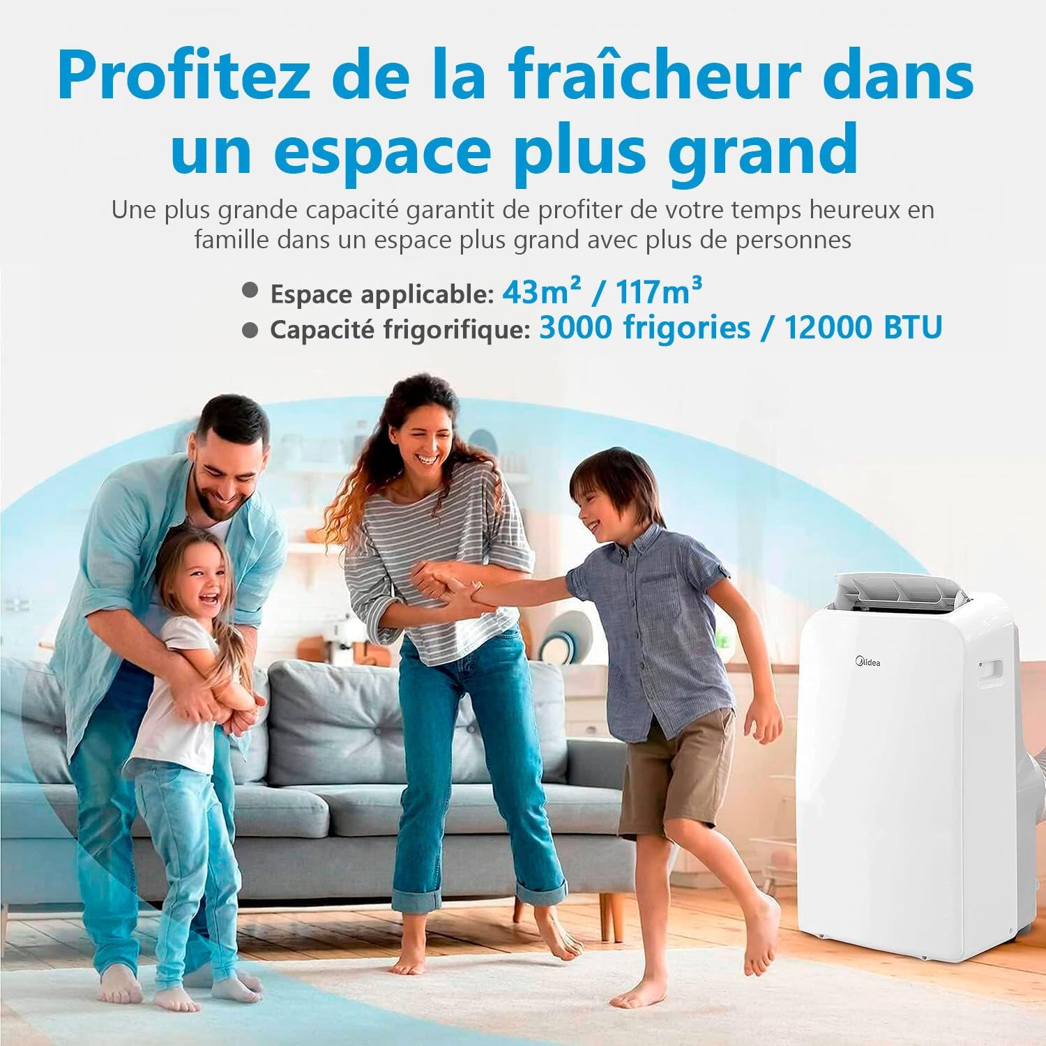 MIDEA Climatiseur PortaSplit Mobile Silencieux 4-in-1| 12000 BTU | Chauffage et Climatisation Portable Prêt à Poser 3,5kW- Clim Mobile avec rafraîchisseur, déshumidificateur, chauffage,ventilateur