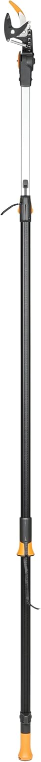 Fiskars Coupe-Branches Multifonctions Télescopique, pour Bois vert et Rameaux, Revêtement antiadhésif, Lame en acier/manche en aluminium, longueur 2,4 - 4 m, noir/orange, UPX86, 1023624