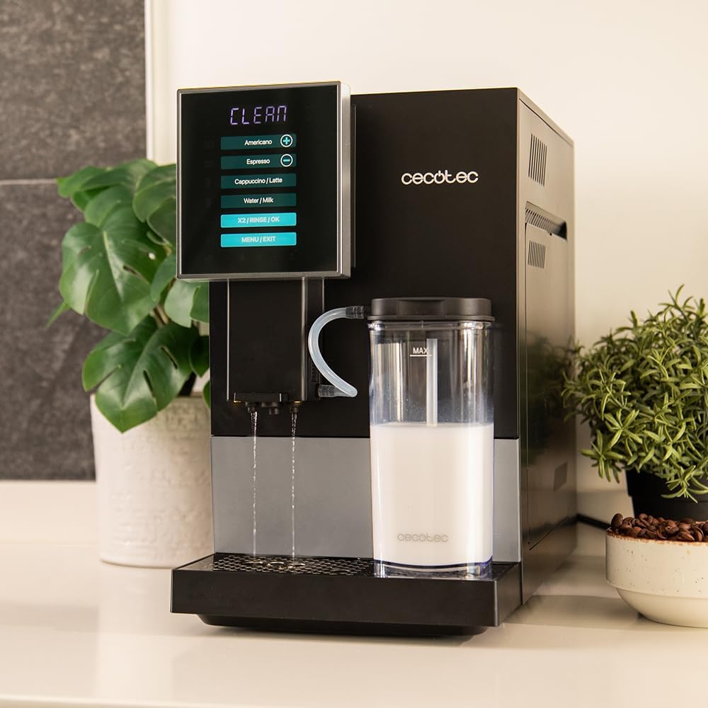 Cecotec Machine à Café Superautomatique Cremmaet Compactccino Black Rose, 19 bars, Réservoir à lait, Système Thermoblock, 5 niveaux de mouture, Réservoir à café 150g