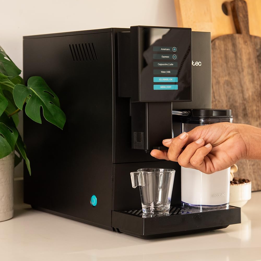 Cecotec Machine à Café Superautomatique Cremmaet Compactccino Black Rose, 19 bars, Réservoir à lait, Système Thermoblock, 5 niveaux de mouture, Réservoir à café 150g