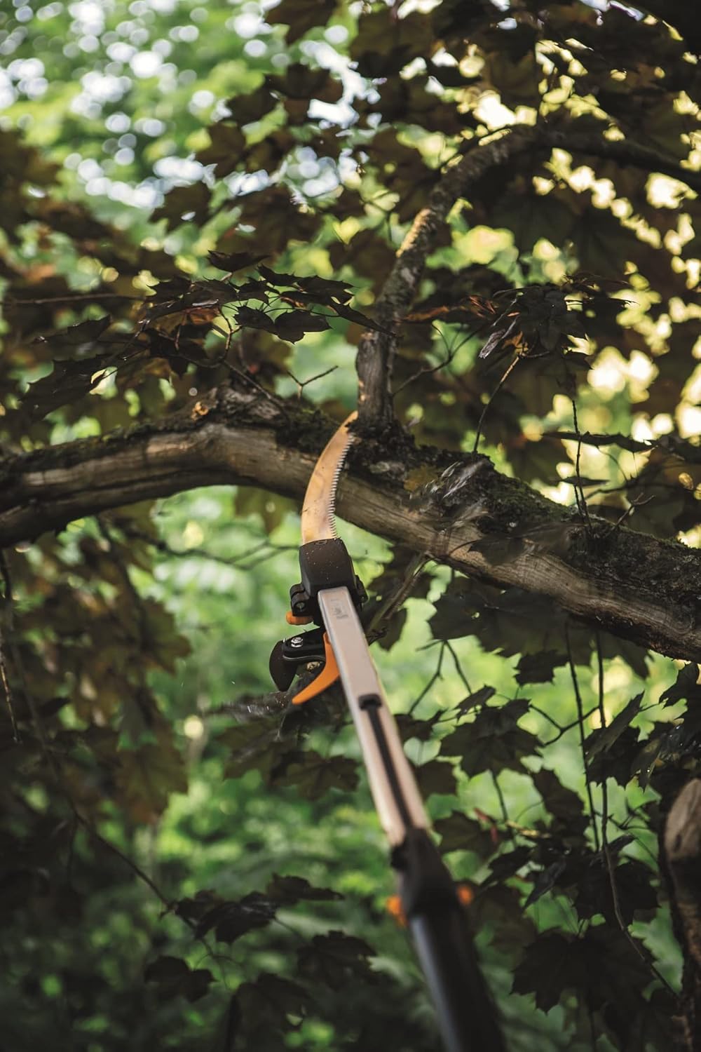 Fiskars Coupe-Branches Multifonctions Télescopique, pour Bois vert et Rameaux, Revêtement antiadhésif, Lame en acier/manche en aluminium, longueur 2,4 - 4 m, noir/orange, UPX86, 1023624