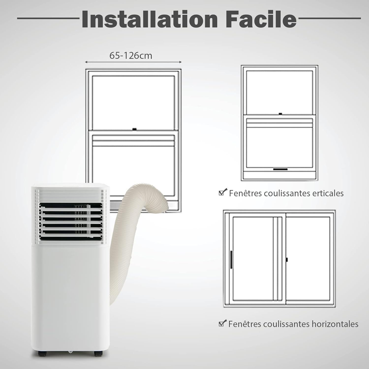 GOPLUS Climatiseur Mobile 9000BTU 2,6kW, Climatiseur 4 en 1 Fonction de Refroidissement, Déshumidification, Ventilation, Mode Nuit, Minuterie 24H, Contrôle Télécommande/Écran, 20㎡, Noir, R290