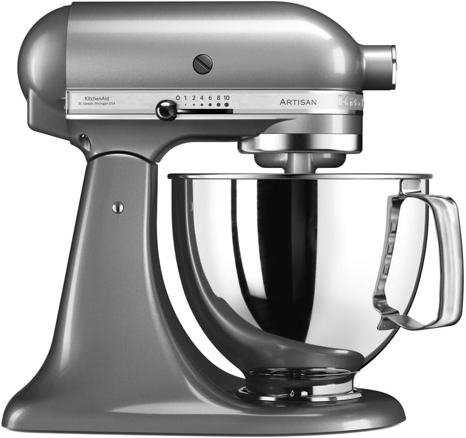 KitchenAid Robot Pâtissier I Artisan I Robot cuisine multifonctions à tête inclinable I Avec 4 accessoires I Bol de 4,8L | Crème