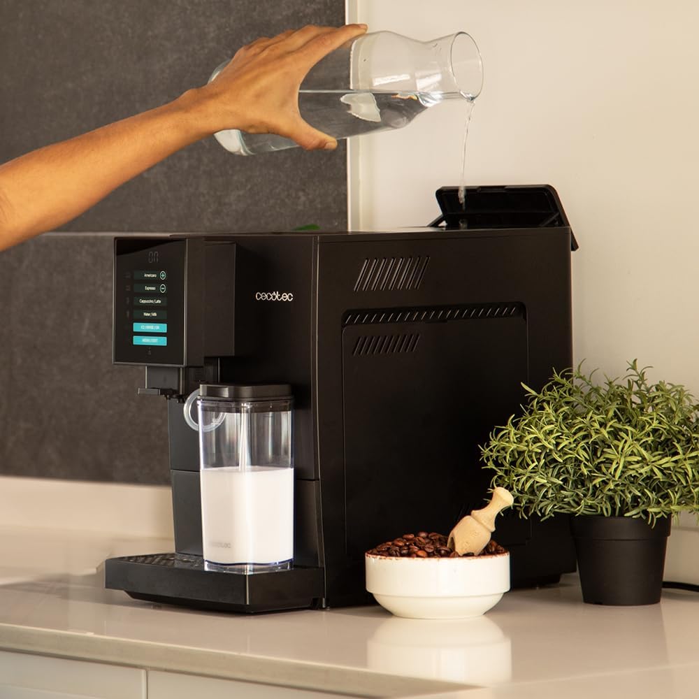 Cecotec Machine à Café Superautomatique Cremmaet Compactccino Black Rose, 19 bars, Réservoir à lait, Système Thermoblock, 5 niveaux de mouture, Réservoir à café 150g